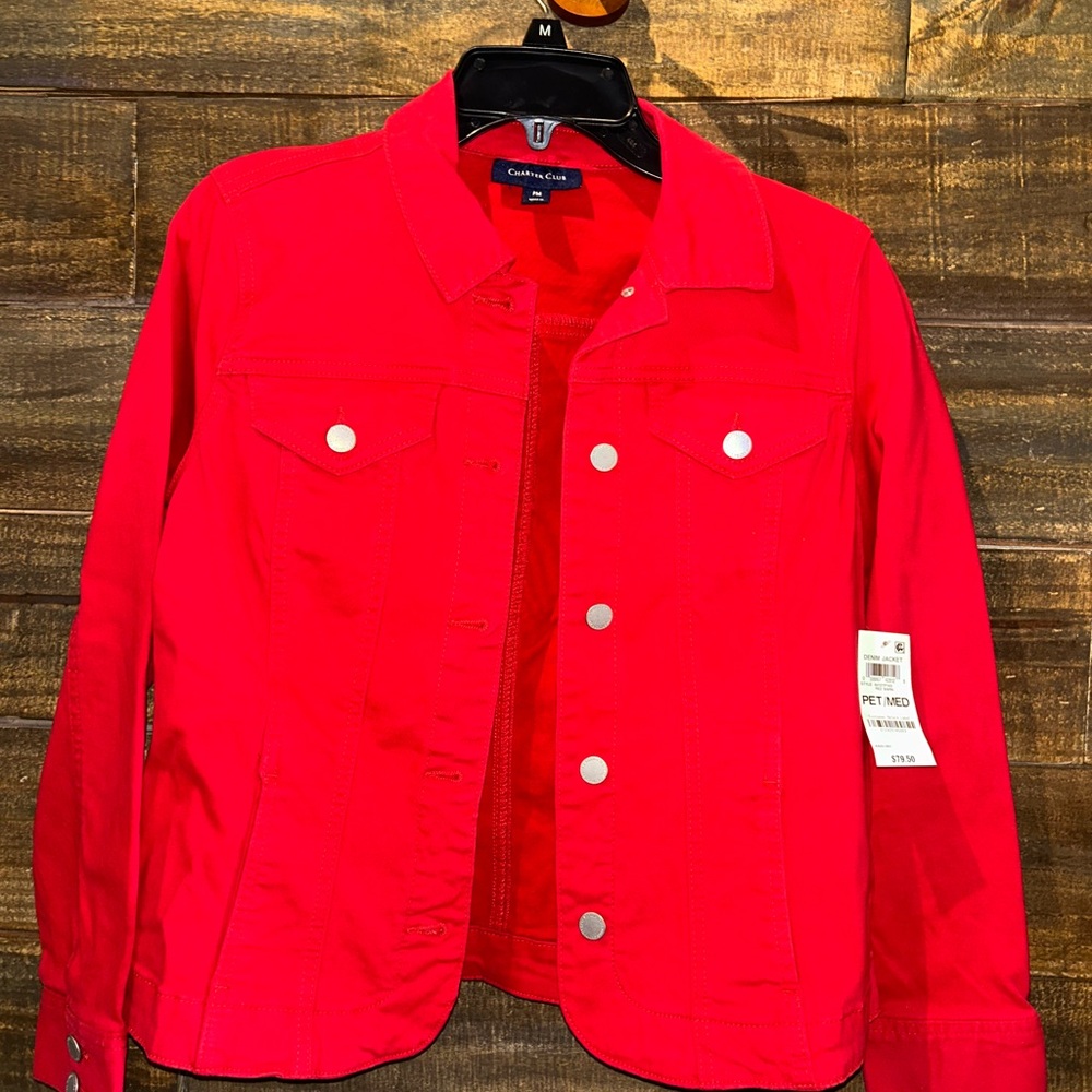 Charter Club Red Lightweight Shirt Jacket Casual Style